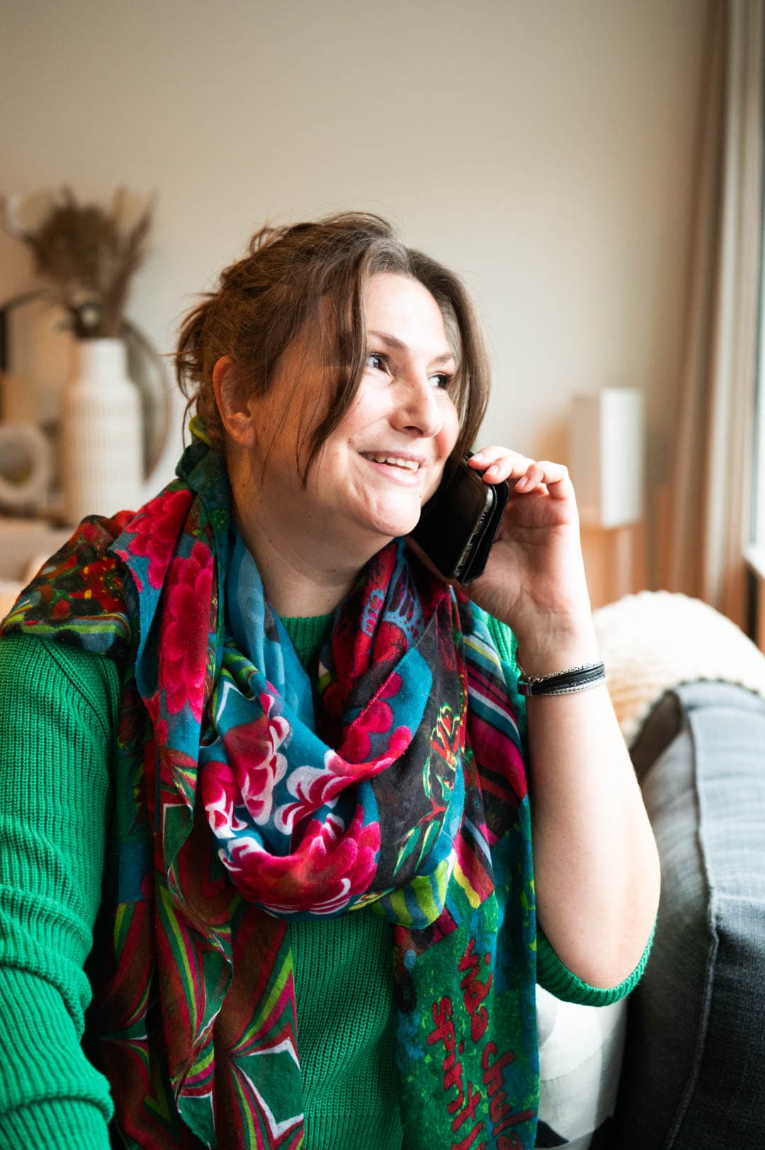 Peggy belt met een klant